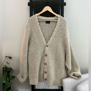 ASOS DESIGN chunky stitch cardigan in Oatmeal Size Large